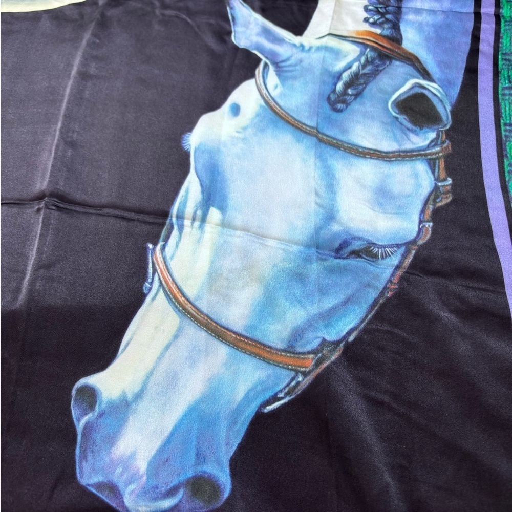 Linda Luster Horse Head Silk Scarf Wrap 2012 24x71 inches 100% Silk Equestrian - Picture 5 of 9